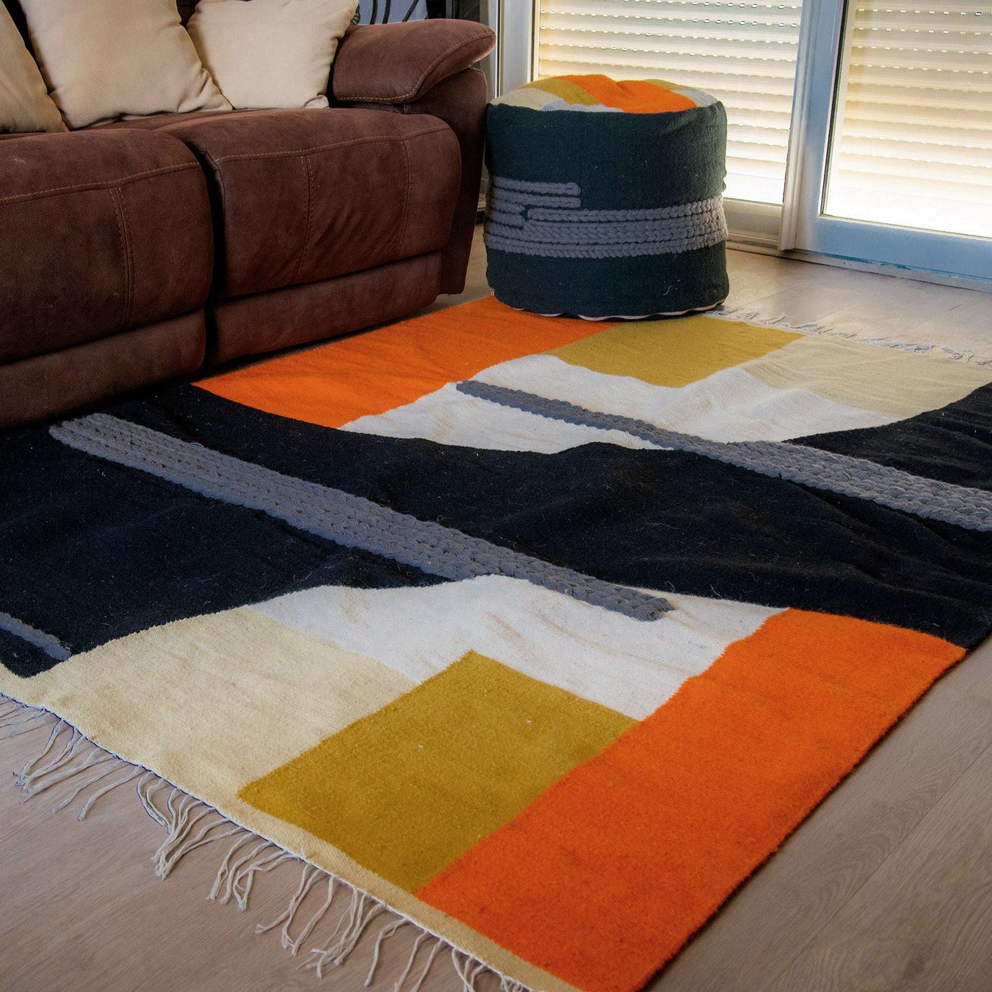 Sun Scene Kilim Pouf